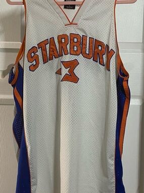 #3 Starbury Basketball Jersey White with Orange & Blue